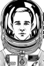 Placeholder: black and white line drawing template for an astronaut self-portrait