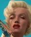 Placeholder: Marilyn Monroe, in full growth, smokes a cigarette, cyberpunk2077, photorealistic, 4k