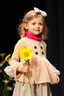 Placeholder: 3 years old german girl with fashion modern clothing in stage with flowers