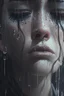 Placeholder: Tears are streaming down my face as I stand amidst the gentle droplets of the silvery symphony falling from the heavens above, Emotional, Dark, Highly detailed, Sharp focus, Moody lighting, Artstation, by loish and sakimichan and artgerm, Concept art, Matte, Realistic, with a hint of surrealism.