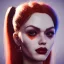 Placeholder: analog style,beautiful girl portrait, simmetric eyes, ambient, harley quinn make up outfit, ultra realistic photo,gotham city, unreal engine, paloroid, 100mm --aspect ratio 1:1