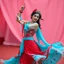 Placeholder: lady in azeri dance custum change clothing color to cyan and red fullbody shot