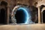 Placeholder: photorealistic "dimensional portal made of subatomic particles" in a gigantic Neanderthal jeweled palace, thunderbolt storm, many strange prehistoric lifeforms praying