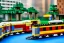 Placeholder: Lego train+in realistic big city