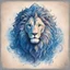 Placeholder: Holy Lion's Blessing in color sketch note blue print art style