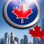 Placeholder: Canadian superhero throwing maple leaf cookies comic book art, realistic style, background is a city under attack maple syrup, Canadian flag in background, high resolution, 8k