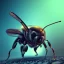 Placeholder: depth of field, cyborg bee, macro lens, hyperphoorealstic