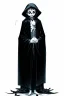 Placeholder: 7 year old boy, necromancer, friendly, looks dead,with a long lamprey emerging from his belly , wearing black robes, with the lower body of a ghost in the style of Harry Clarke