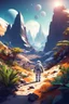 Placeholder: (((close midshot))), (((low poly art:2))), (astronaut), ultra-detailed illustration of an environment on a dangerous:1.2 exotic planet with plants and wild (animals:1.5), (vast open world), astroneer inspired, highest quality, no lines, no outlines candid photography. by Lekrot