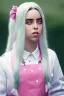 Placeholder: Billie Eilish, Maid Costume, high detail, realistic, 8k, not to be distinguished from a photo, identical pupils