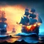 Placeholder: Fantasy pirates city, cove, dock, night, large,