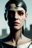 Placeholder: portrait post-apocalypse ,latex cyborg in a cyberpunk city, sci-fi fantasy style, 8k,dark coloursA portrait post-apocalypse cyborg Sofia Boutella in a cyberpunk city, sci-fi fantasy style, 8k, volumetric lighting, particales,highly detailed,cinematic, deep scars on face,deep colours.