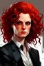 Placeholder: crime city, female portrait, mob boss, curly red hair