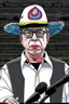 Placeholder: Ilustración vectorial de Gustavo Petro con gorra deportiva camisa colores negro, blanco y rojo, fondo negro