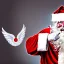 Placeholder: wings, freaky Santa with wings, laughing, flying, wings