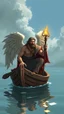 Placeholder: Charon in his boat wearing angel