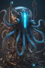 Placeholder: A surreal, cyberpunk mechanical octopus with a blue gel body and a flurry of intricate electronics within, rendered in hyper-realistic detail and full depth of field.