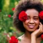 Placeholder: black person with red flowers