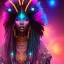 Placeholder: full body shot, masterpiece, best quality, black skinned, sparkling eyes, Cosmic africa,fluorescent skin,blue-dark makeup,synthwave, colorful, psychedelic, gangsta style , highly detailed body, sun light, 4K, RAW, depth of field, high contrast, realistic details, 24mm