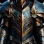 Placeholder: Closeup of an old, lightweight Mithril-Armor made by elves. Evil. Dark. Black magic. No detailed background.Magical. Epic. Dramatic, highly detailed, digital painting, masterpiece