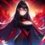 Placeholder: Clear focus, 8k, high quality, detailed, beautiful lighting, vibrant colors, black long hair, vibrant red eyes, girl, red lightning magic