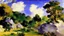 Placeholder: Big rocks, trees, clouds, edouard manet impressionism painting