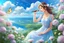 Placeholder: romantic environment heaven flowers clear nice clouds ,young girl singing her love story