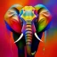 Placeholder: Elephant head portrait, bright colors, splash paint, centered, detail, 8k resolution