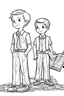 Placeholder: Outline art for coloring page OF 1945 CHURCH CLOTHES FOR BOYS, coloring page, white background, Sketch style, only use outline, clean line art, white background, no shadows, no shading, no color, clear