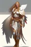 Placeholder: female aasimar barbarian with traveler cloths