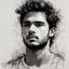 Placeholder: mixpnk style, scribbly scribbles pen and ink small line pencil sketch of head and shoulders of young man, intricate details and precisely drawn in style of jeremy mann