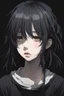 Placeholder: emotionless, numb, depressed anime girl portrait with dark black background