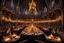 Placeholder: long wide angle from above perspective, Hogwarts Castle dining hall filled with young wizard students at dinner lit by hundreds of levitating magical candles, Harry Potter universe, dramatic, darkly beautiful, elegant, volumetric lighting, cinematic,