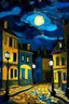 Placeholder: village in night with lamp bult in streets by van Gogh.