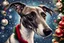 Placeholder: Imagine/ greyhound dog, Christmas card,Hyper-detailed ,8k, by xanuth