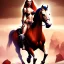 Placeholder: Epic full body portrait of busty atletic young beautiful Red Sonja riding a horse Boris Vallejo styles