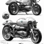 Placeholder: technical concept study, pencil sketch, motorcycle inspired the BMW R 18, From the side