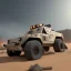 Placeholder: Gi joe driving White lunar armored rover with claw, lava