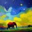 Placeholder: Dibujo al oleo de un elefante indio pintado con muchas nubes de colores estilo Vincent van Gogh 8k