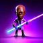 Placeholder: Hairless Samuel jackson purpleGlow jedi bobblehead holding a Single (purple) lightsaber sword Handle and boots