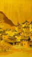 Placeholder: A golden yellow Japanese village with mystic clocks painted by Clyfford Still