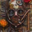 Placeholder: an abstract painting of rusted metal and flowers, by anselm kiefer and lucian freud, rust, scaffolding, iron cladding, decay, mixed media, textured, anatomically correct, beautiful perfect face, sharp focus, highly detailed