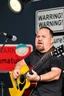 Placeholder: a very immature adult man playing music, cartman south park, sign in background that says "Warning!" "immature"