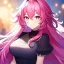 Placeholder: girl, masterpiece, best quality, volumetric lighting, detailed outfit, perfect eyes, dark pink hair, pink eyes, messy hair, long hair,