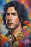 Placeholder: a man's face is the face of a clock, Paul Stanley/Elvis Presley/Keanu Reeves/Jon Bernthal, multicolored, large, Floral/rainbow designs, atmospheric, beautiful, oil painting by Boris Vallejo, 4k UHD, Photorealistic, professional quality