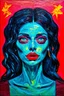 Placeholder: The void; Lowbrow, electric neon Post-Impressionist painting