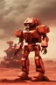 Placeholder: 80s mecha, industrial style, mars background, realistic war photo