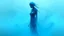 Placeholder: wispy ambiguous ominous figure in the misty blue haze, wallpaper background