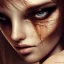 Placeholder: Young women , delicate, friendly, soft eyes, brown haar, abstract art,round warm look, misterous look sweet face