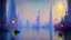 Placeholder: Space fururistic city, lake, Sci-fi, concept art, Konstantin korovin and claude monet painting